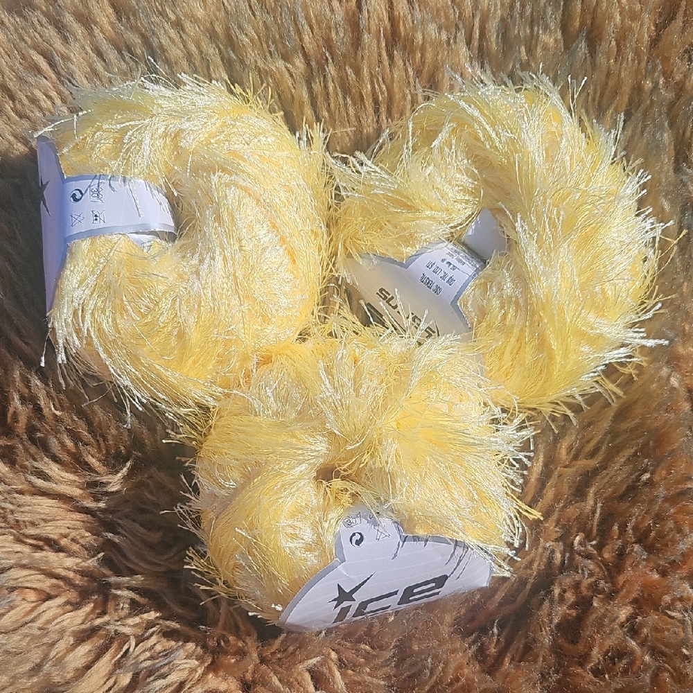 Ice Yarns Fluffy Yellow Yarn X3
